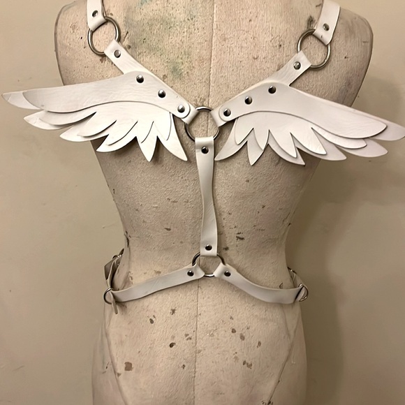 Accessories - Sexy white faux leather  harness wings